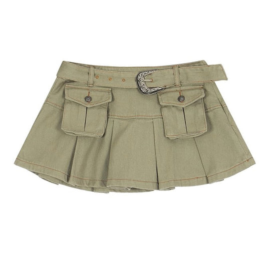Women's retro workwear denim skirt casual fashion