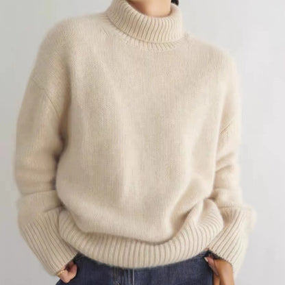 Women's cashmere turtleneck sweater side view