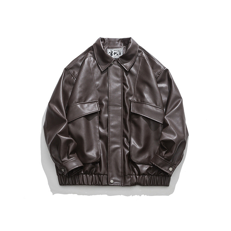 Men's retro street PU jacket color options