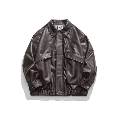 Men's retro street PU jacket color options