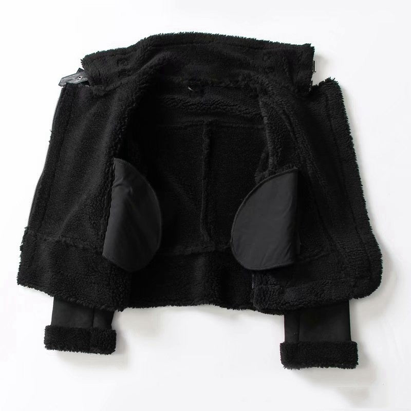 Suede lamb wool jacket back view