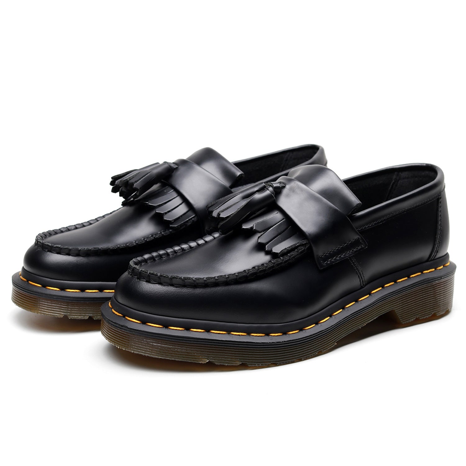 Men's leather loafer old money slip-on shoes in black