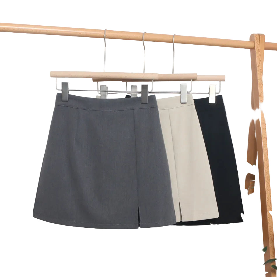 Women's Oxford straight mini skirt side view