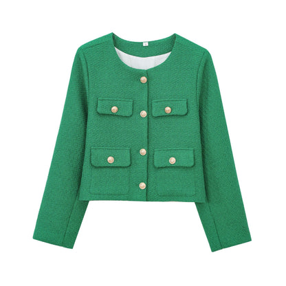 Women's Savile crop blazer close-up detail