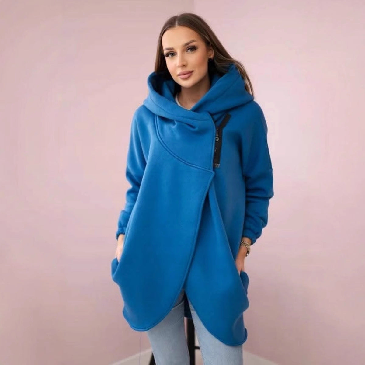 Plus size solid sweater back view