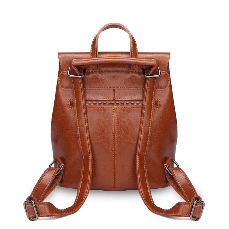 Pure leather backpack back view