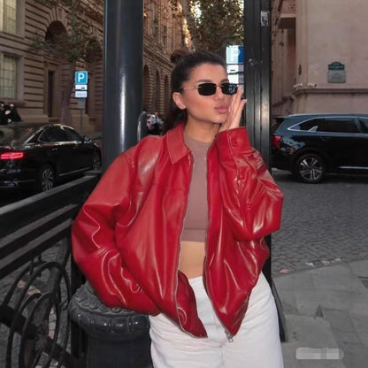 Versatile leather Bomber Jacket