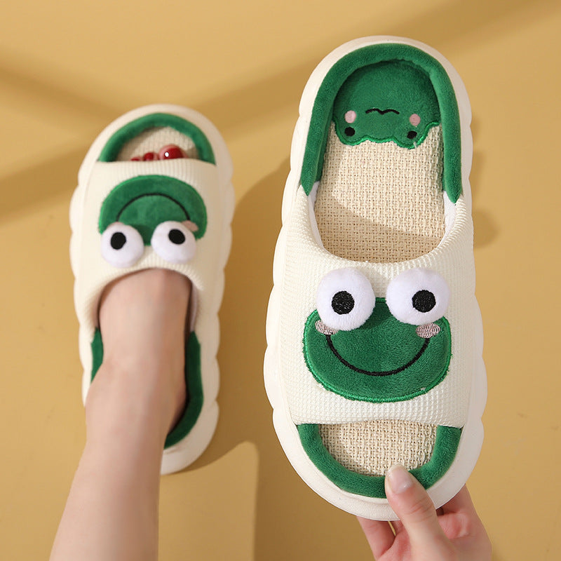 Cartoon animal home slippers close-up