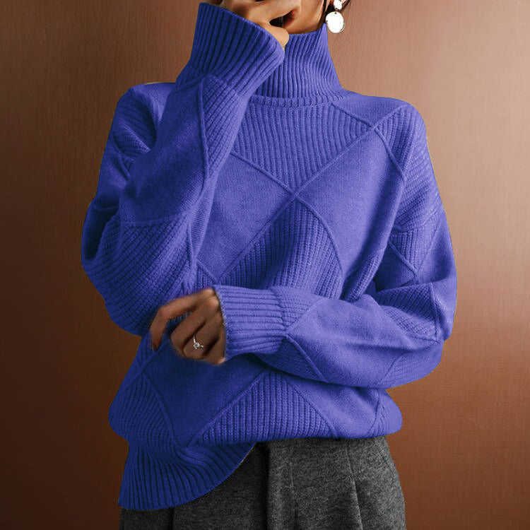 High collar warm sweater fabric close-up