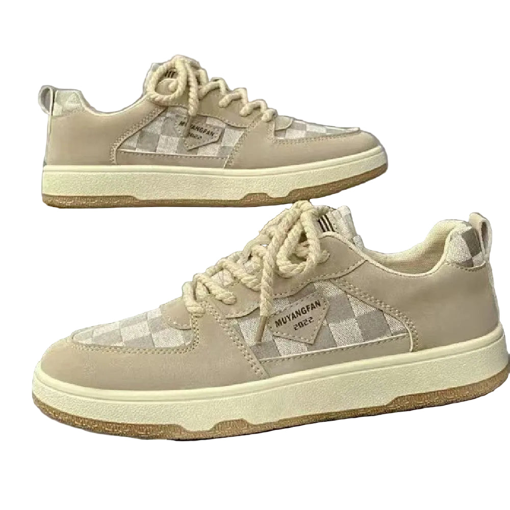 Men's retro chessboard canvas sneakers casual shoes