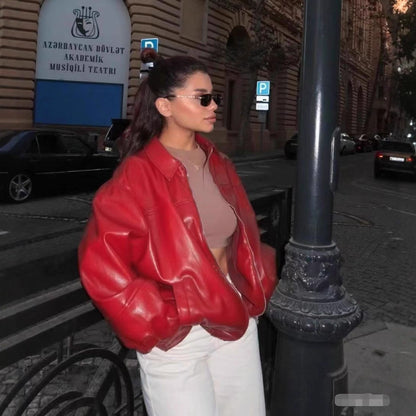 Versatile leather Bomber Jacket
