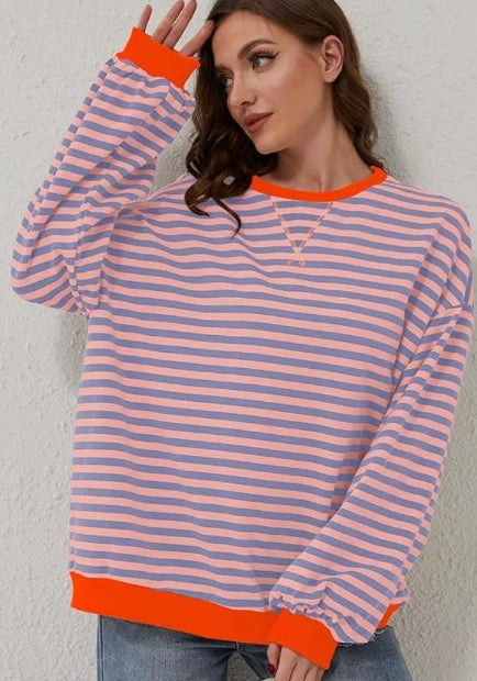 Multicolor striped sweater close-up