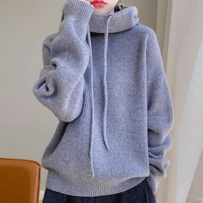 Lazy style warm sweater collar detail