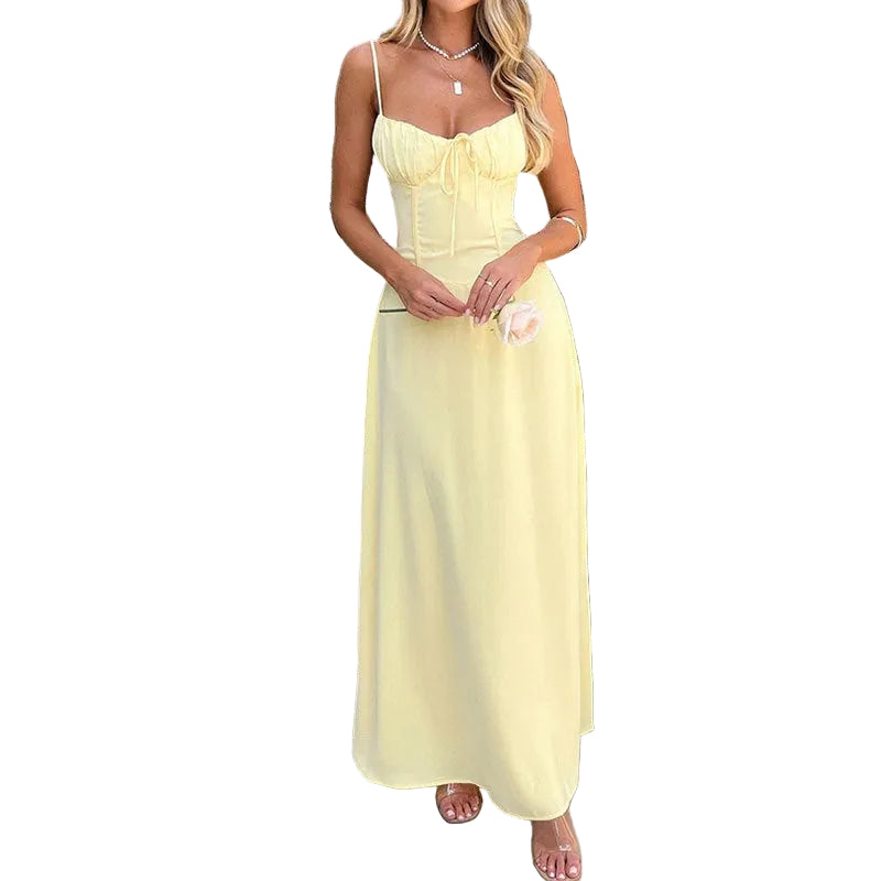 Elegant lace-up backless dress main view