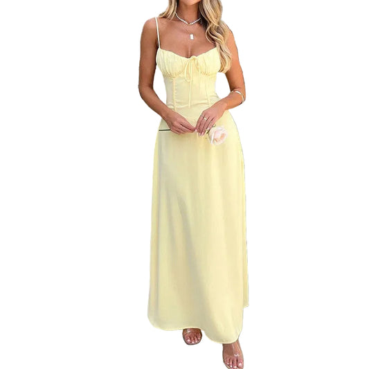 Elegant lace-up backless dress main view