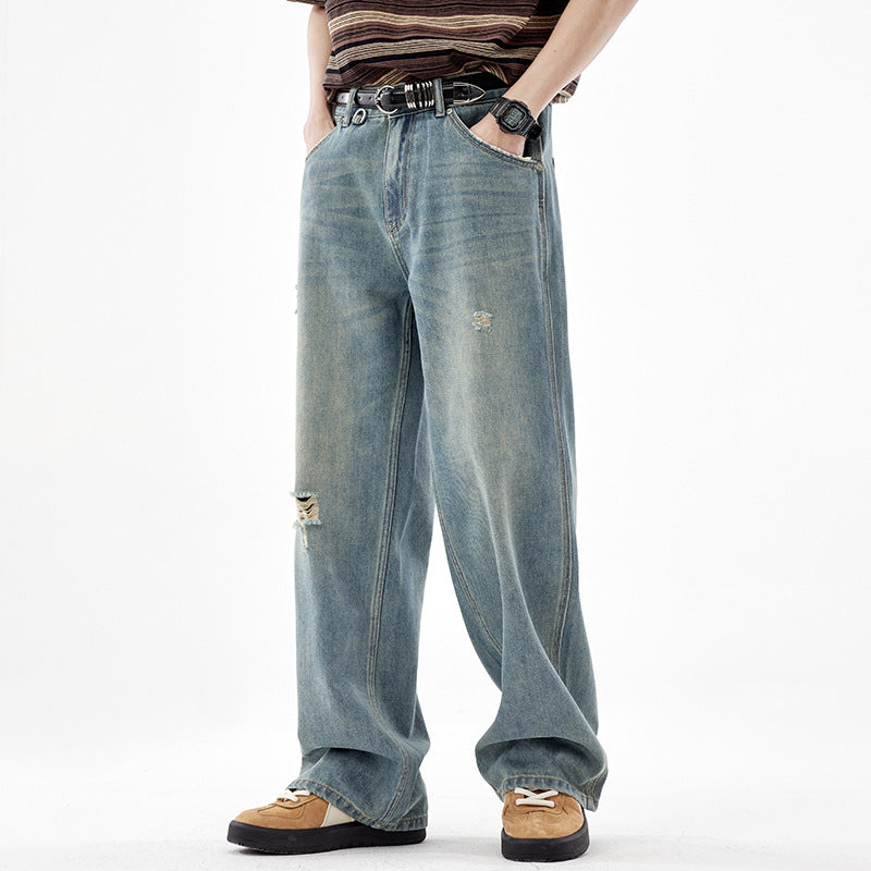 Men's American ripped jeans lifestyle styled