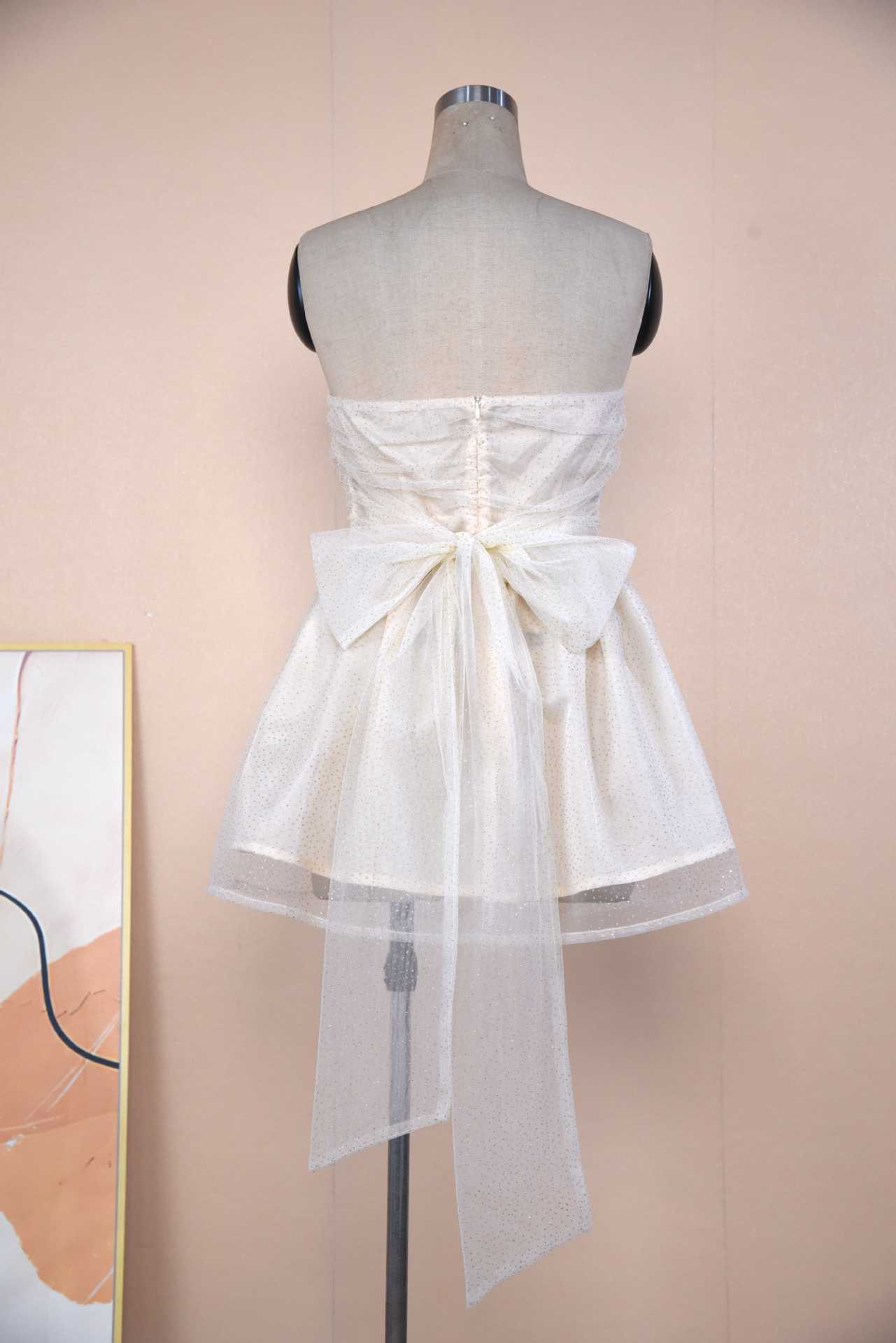 Lace bow tube dress alternate color