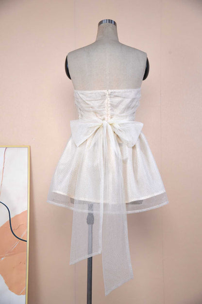 Lace bow tube dress alternate color