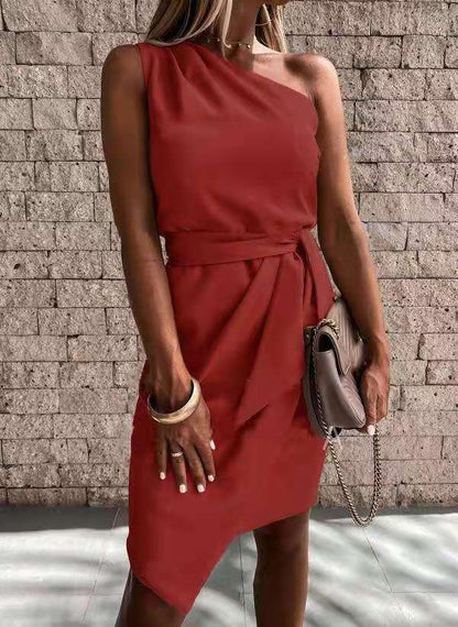 Asymmetrical tie party dress alternate color