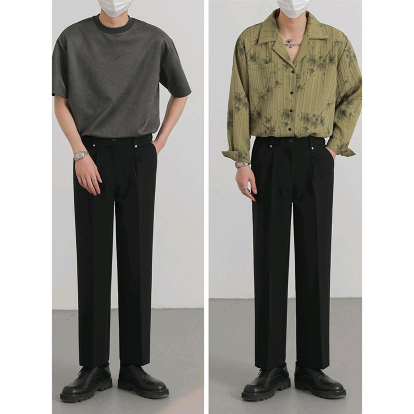 Women's loose straight pants fabric close-up