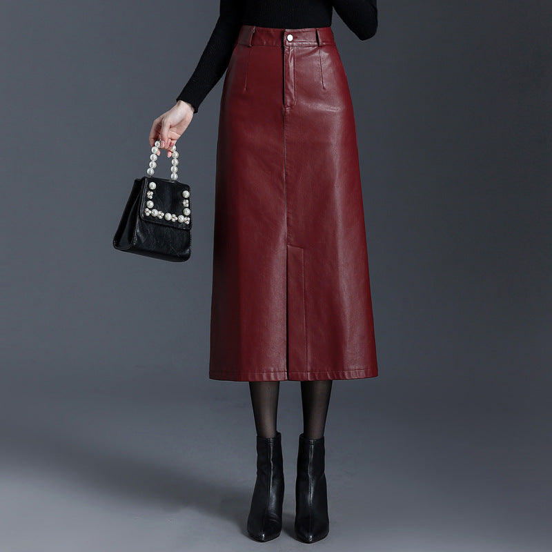 Black PU Midi Skirt