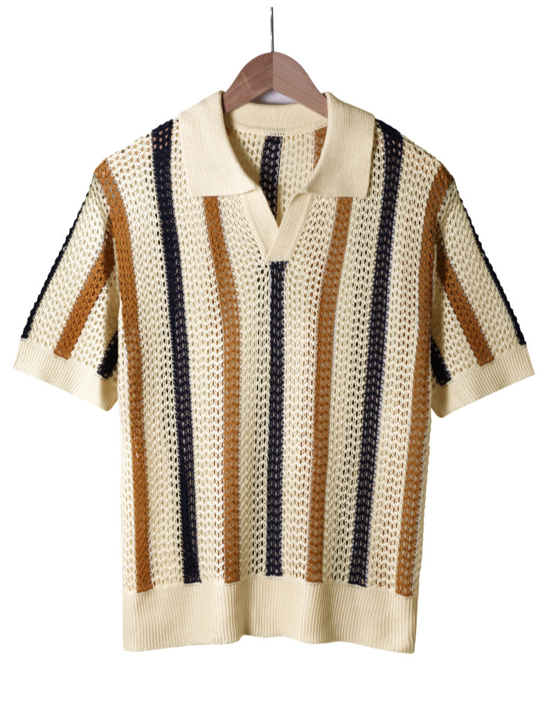 Resort knit stripe polo back view
