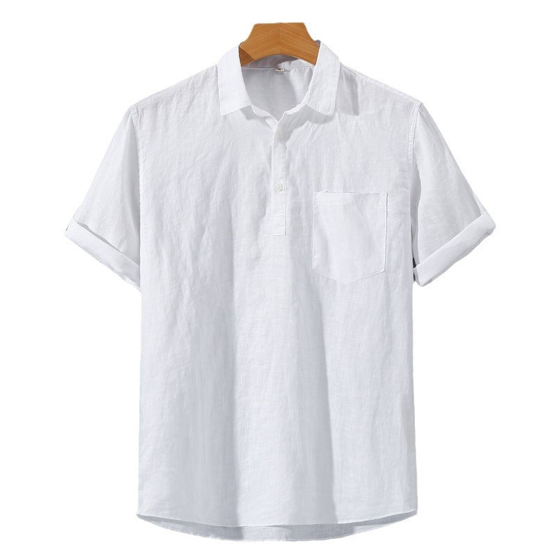 Casablanca linen polo side view on model