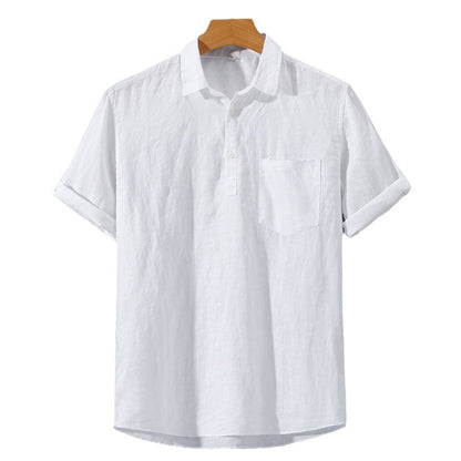 Casablanca linen polo side view on model