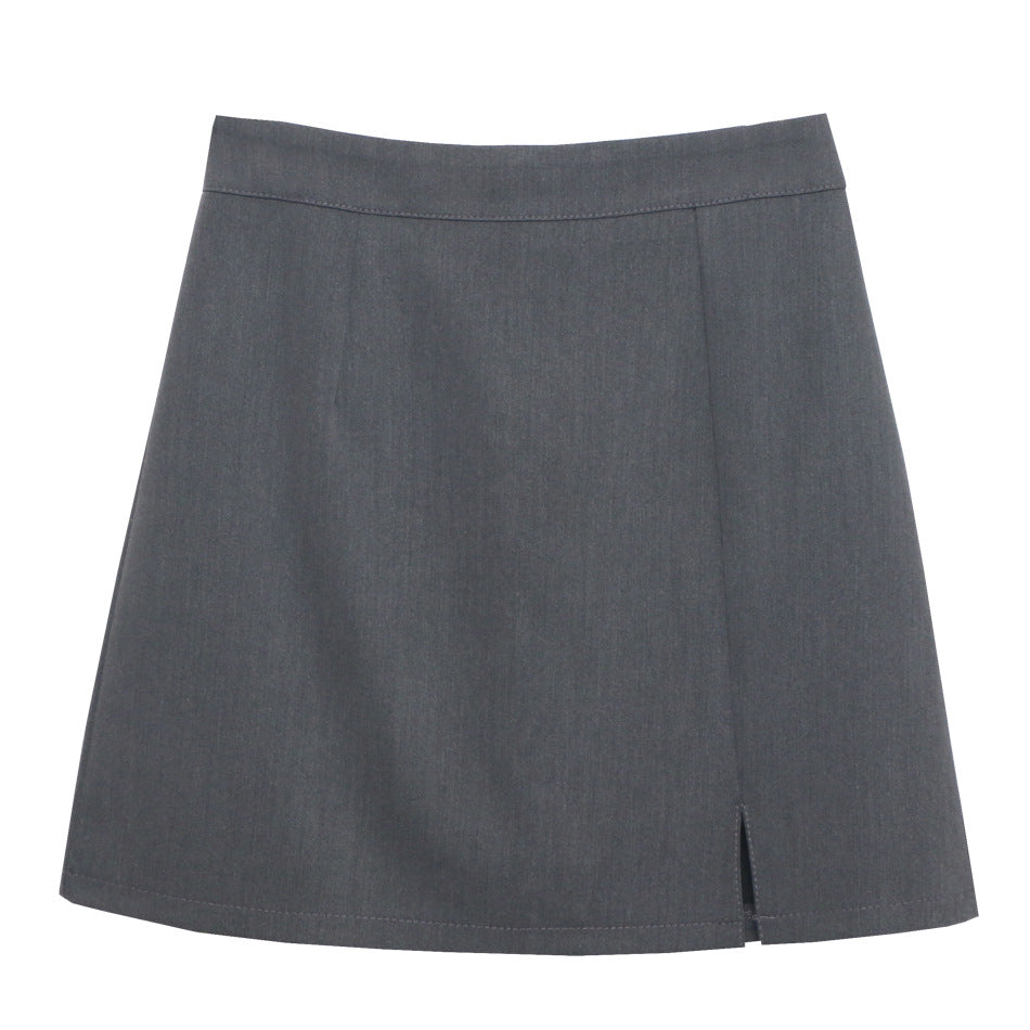 Women's Oxford straight mini skirt fabric close-up