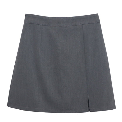 Women's Oxford straight mini skirt fabric close-up