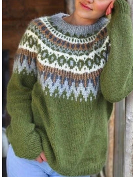 Jacquard vintage sweater full length