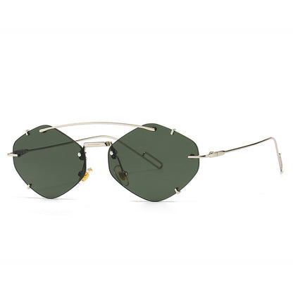 Metal frameless sunglasses lifestyle