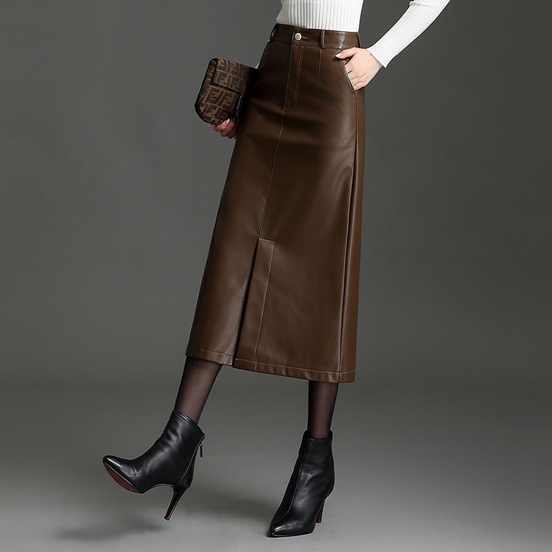 Black PU midi skirt color options