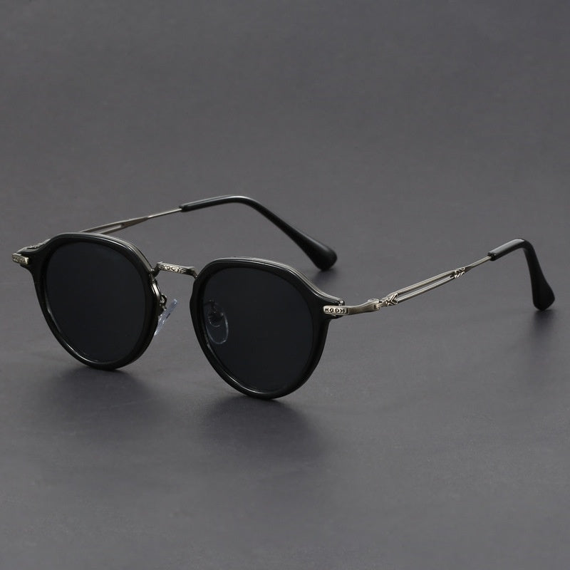 UV circle frame sunglasses side view