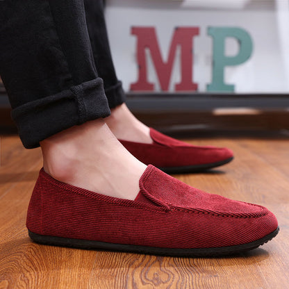 Premium suede loafer black sole pair view
