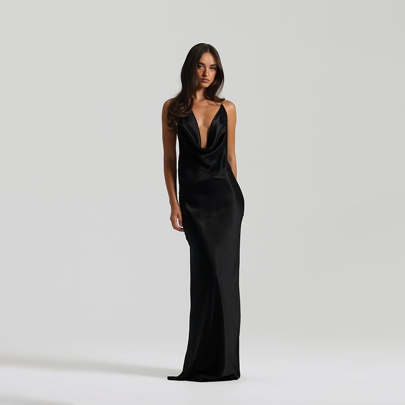 Halter lace-up bodycon dress side view