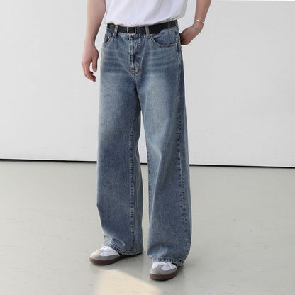 Men's retro washed jeans back view