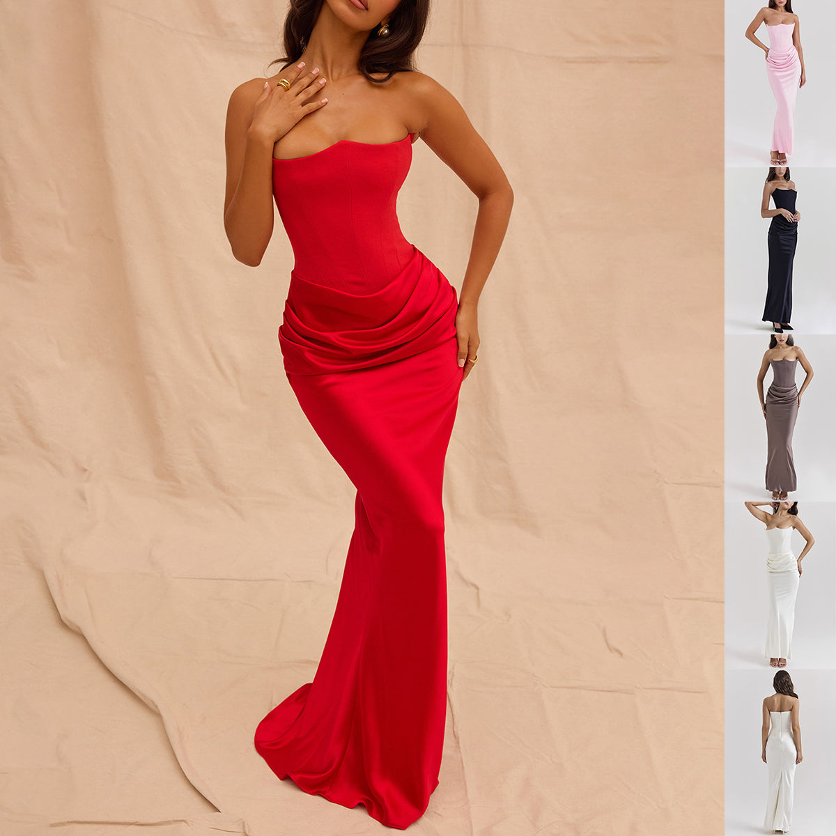 Tube top backless dress side view