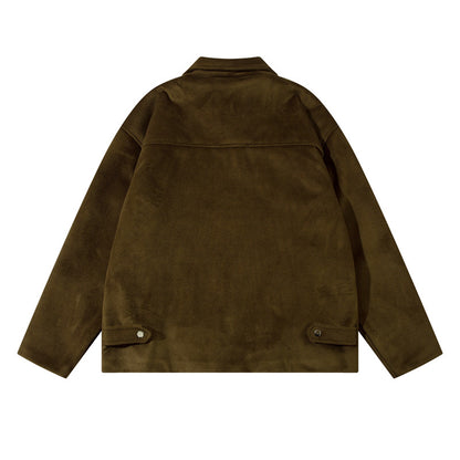 Men's retro wool polo jacket back view