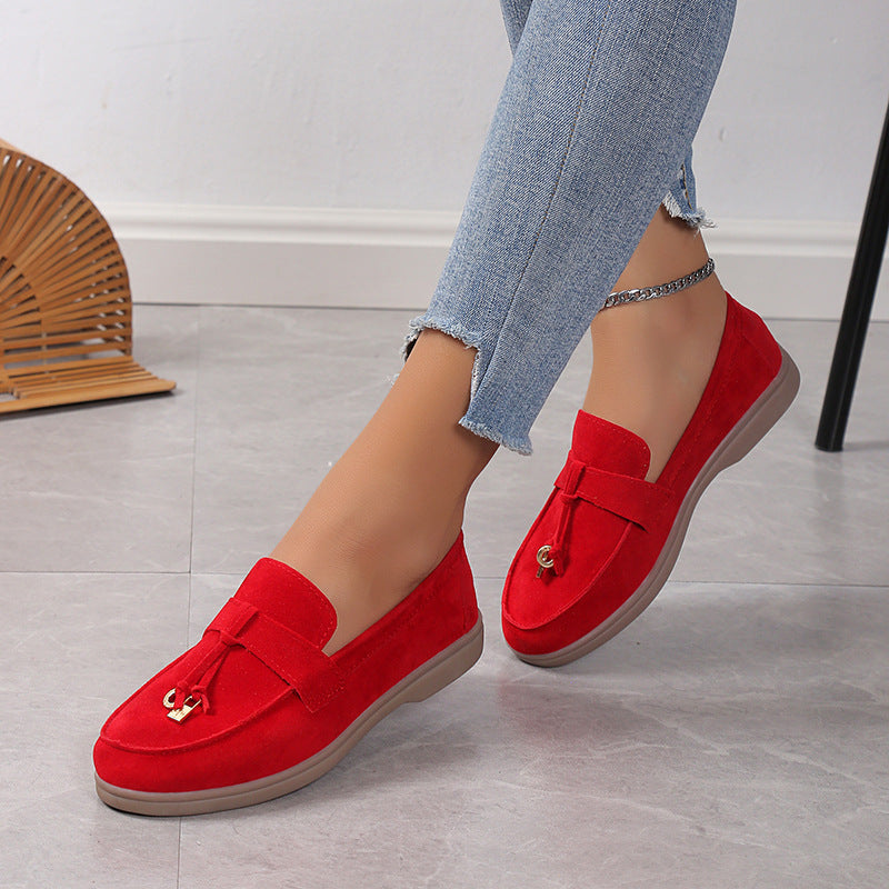 Women's suede lady loafers color options