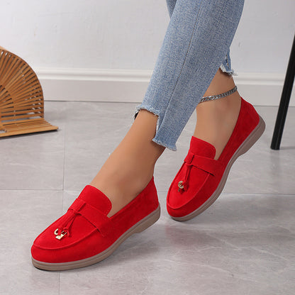 Women's suede lady loafers color options