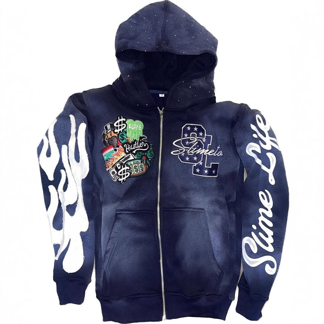 Embroidered Hood Cardigan