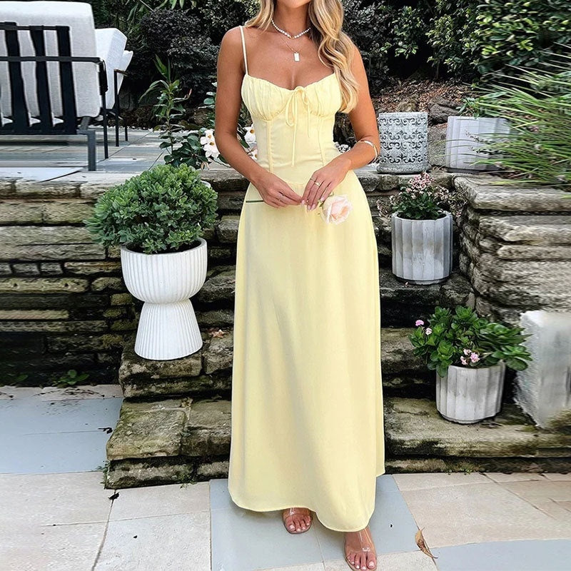 Elegant Lace-Up Backless Dress