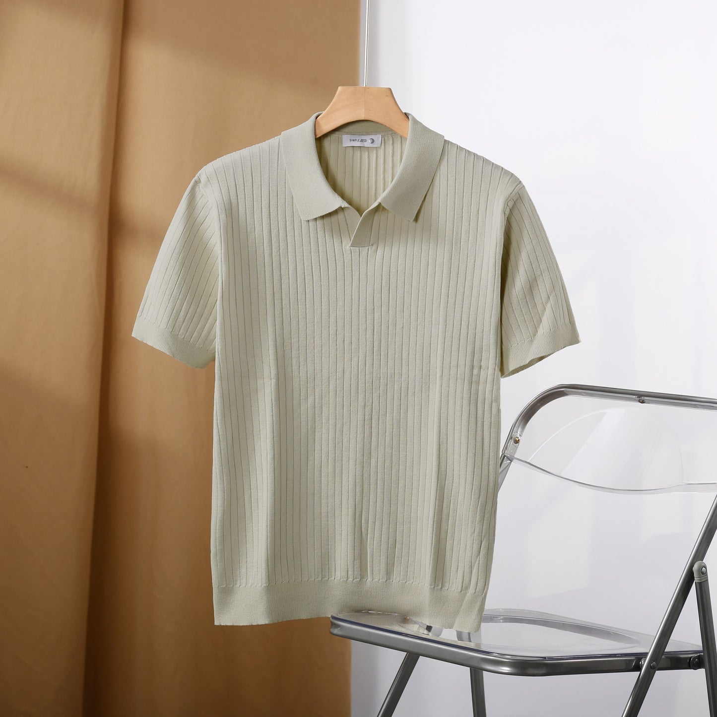 Premium ribbed polo lifestyle styled