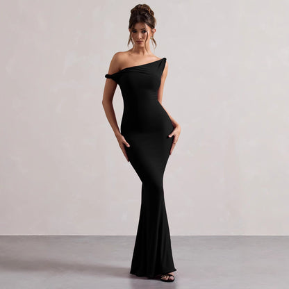 Women's one-shoulder bodycon dress side view