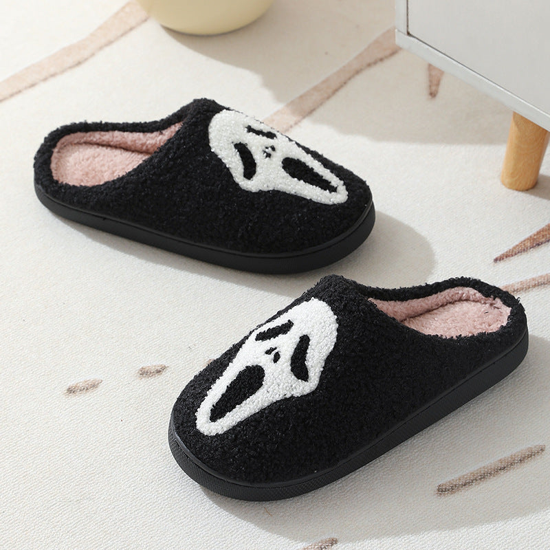 Unisex skull cotton slippers skull detail