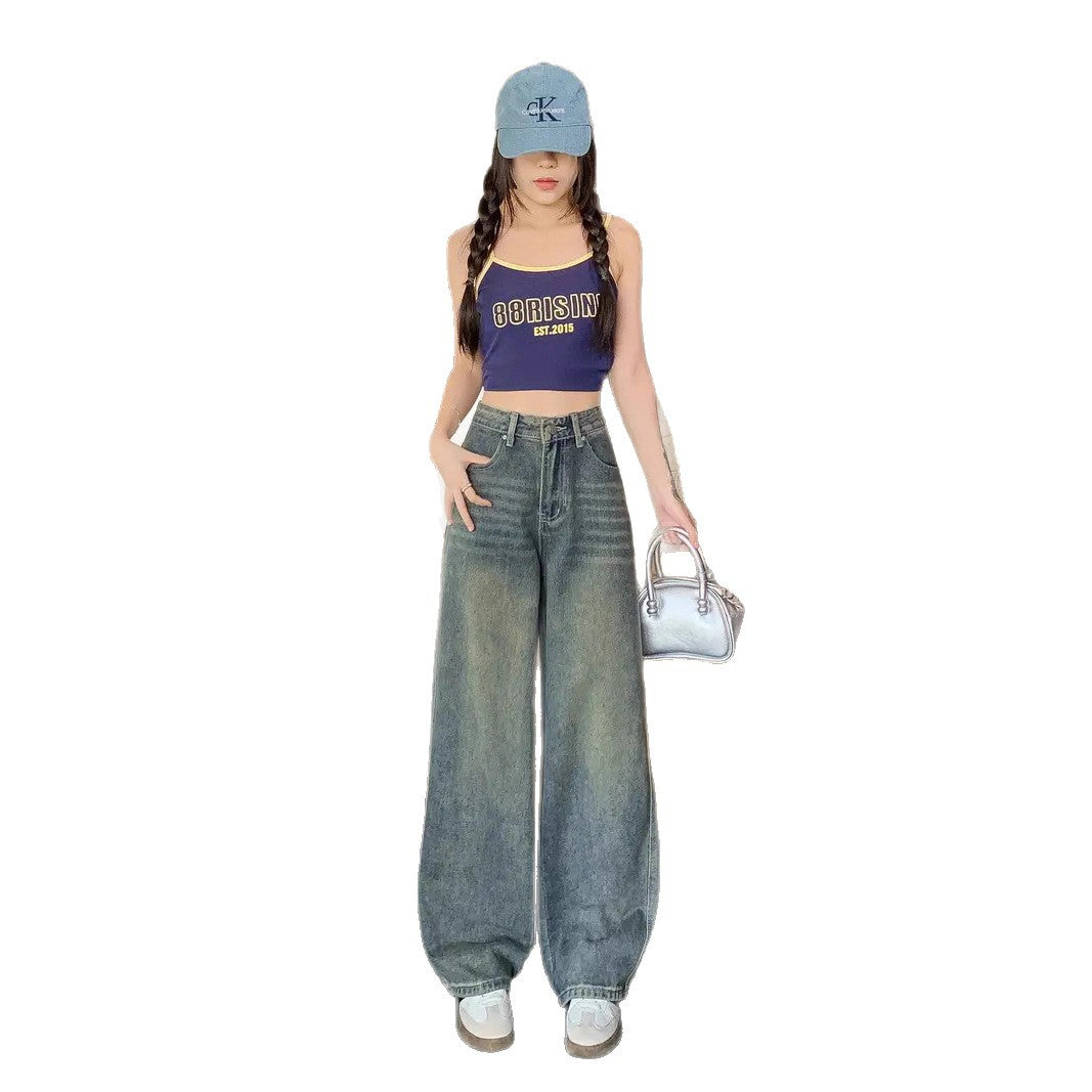 Women's retro straight casual trousers fashion pants
