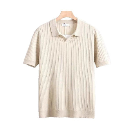 Premium ribbed polo close-up texture