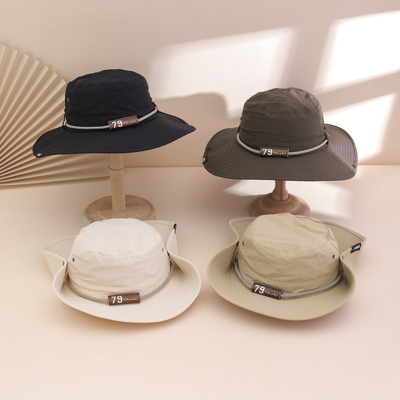 Leather brim fisherman hat lifestyle