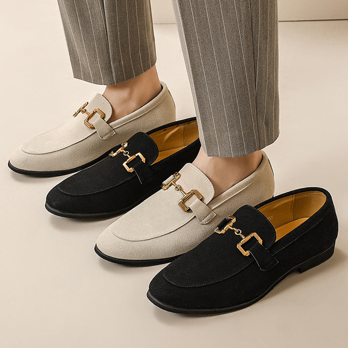 Luxury suede loafer lifestyle shot